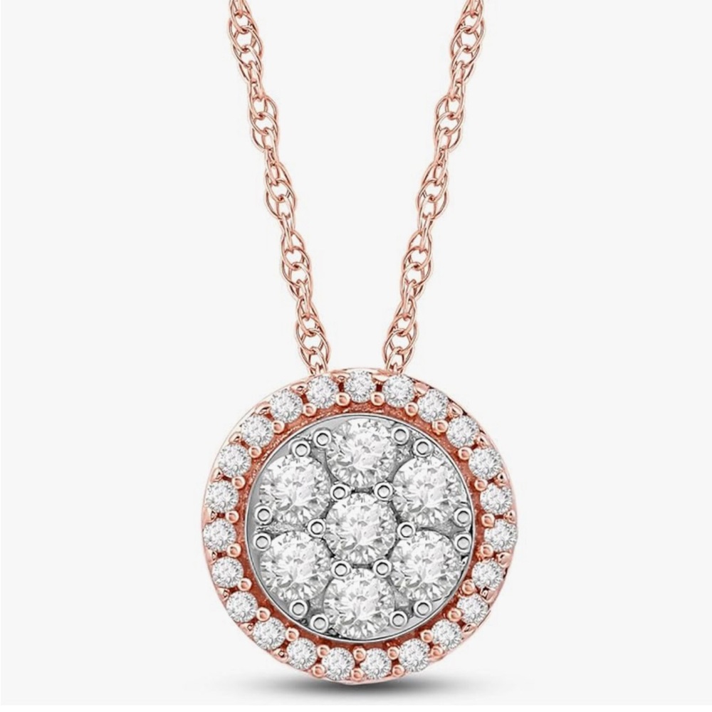 SOLD 0.25 CT. T.W. Composite Natural Diamond Frame
Pendant in 10K Rose Gold $750